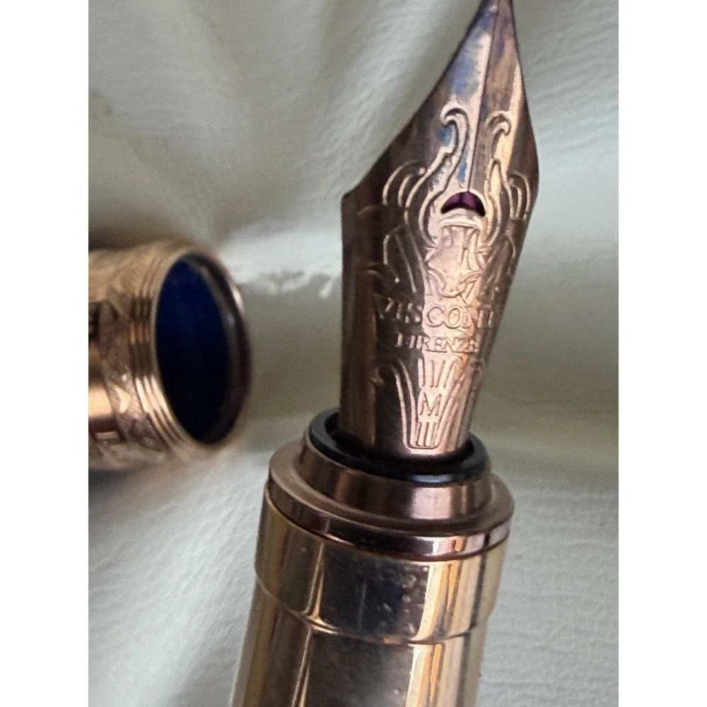 Visconti Firenze Blue Fountain Pen Rose Gold Trim‎ Medium Nib w/ Box & Ink